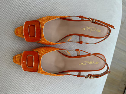 RUNWAY SHOE 50% - Canva Heel Orange