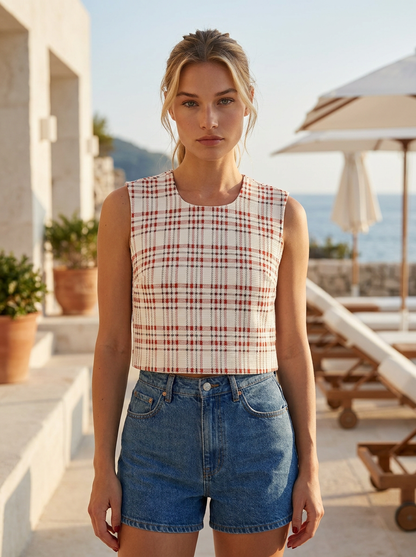 Mila Top - Cherry Check