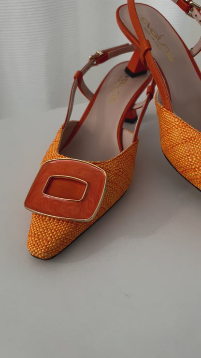 RUNWAY SHOE 50% - Canva Heel Orange